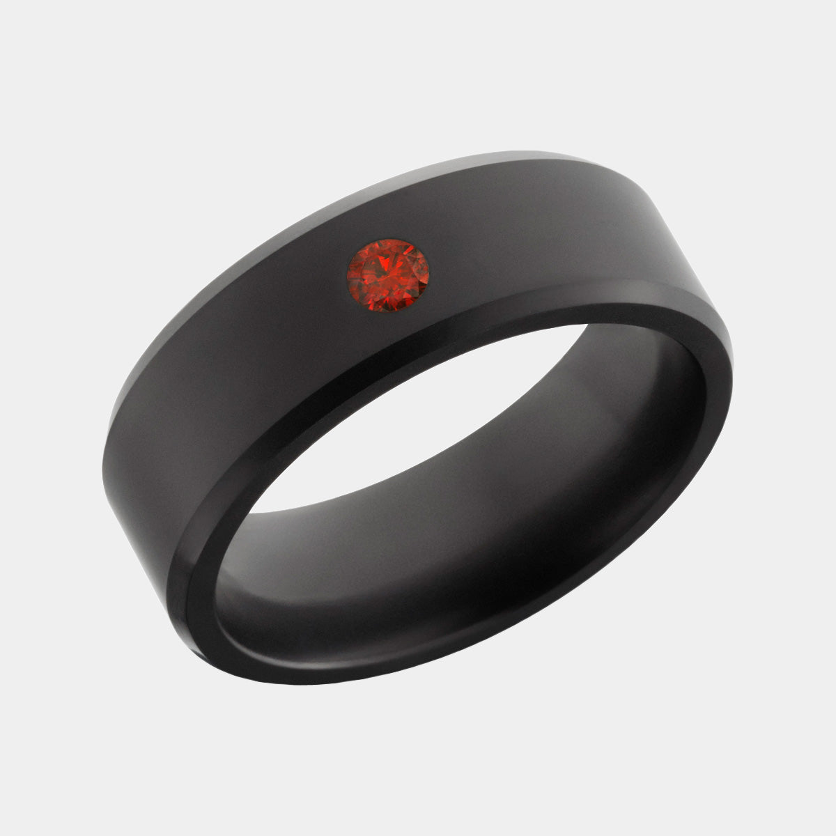 ARES 8mm - Size 5 - Matte Finish Red Diamond Inset - SHIPS WITHIN 2 BUSINESS DAYS