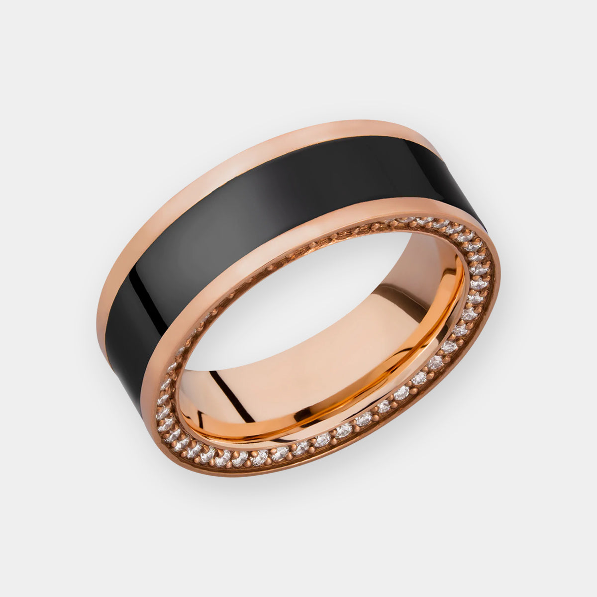 ElysiumBlack.com | Elysium Zeus - Rose Gold Band - Elysium Inlay - White Diamond Insets