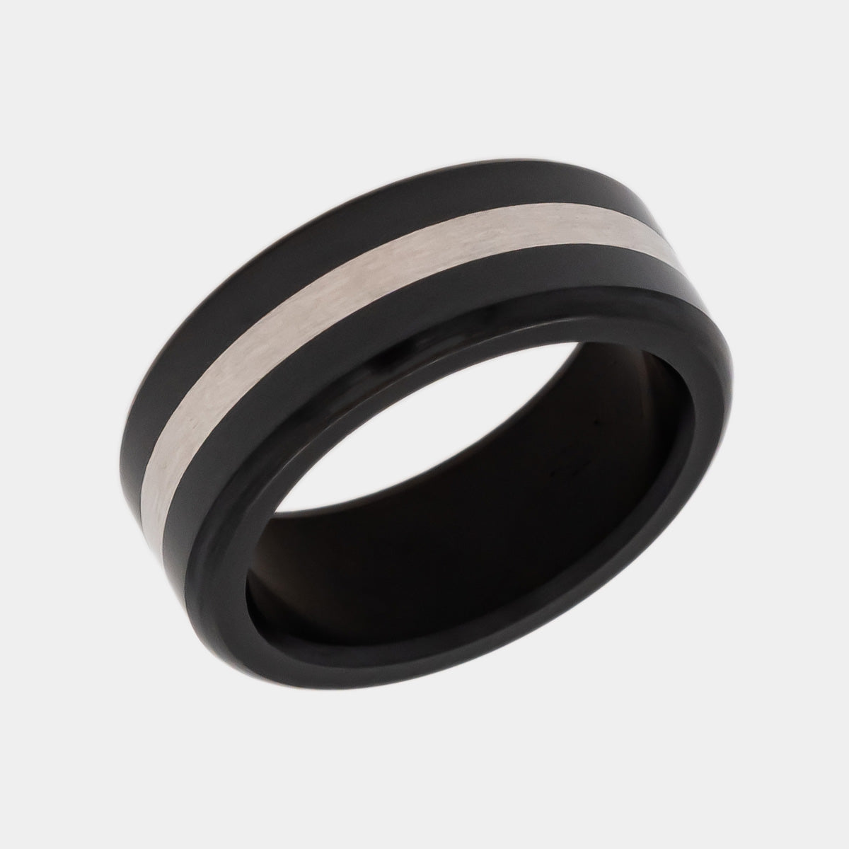 Black Diamond - Men’s Ring 8mm - Silver Inlay - KRATOS - Elysium Black Diamond