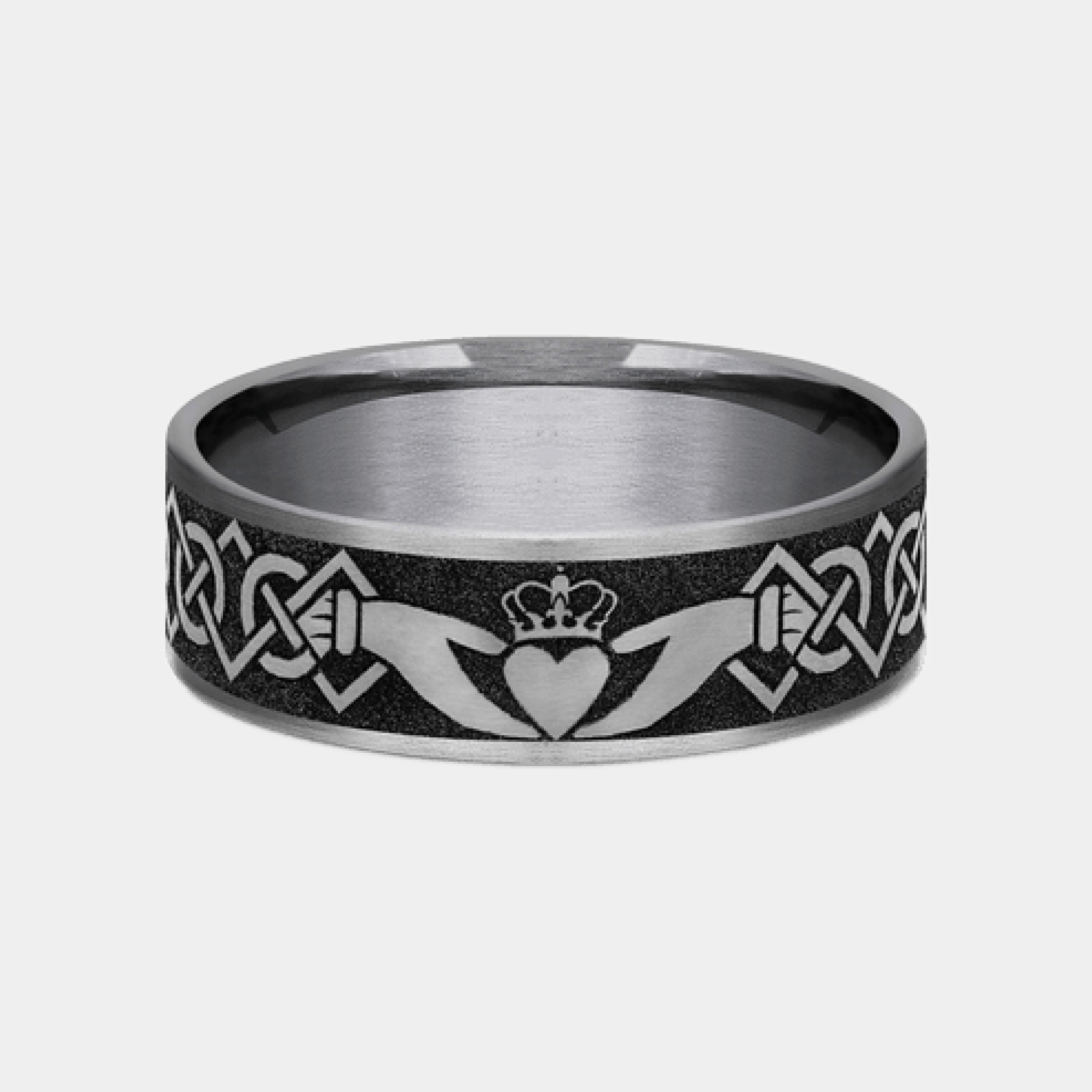 Men's Wedding Band | The Claddagh | Tantalum Grey with Grey Black Titanium | Elysium