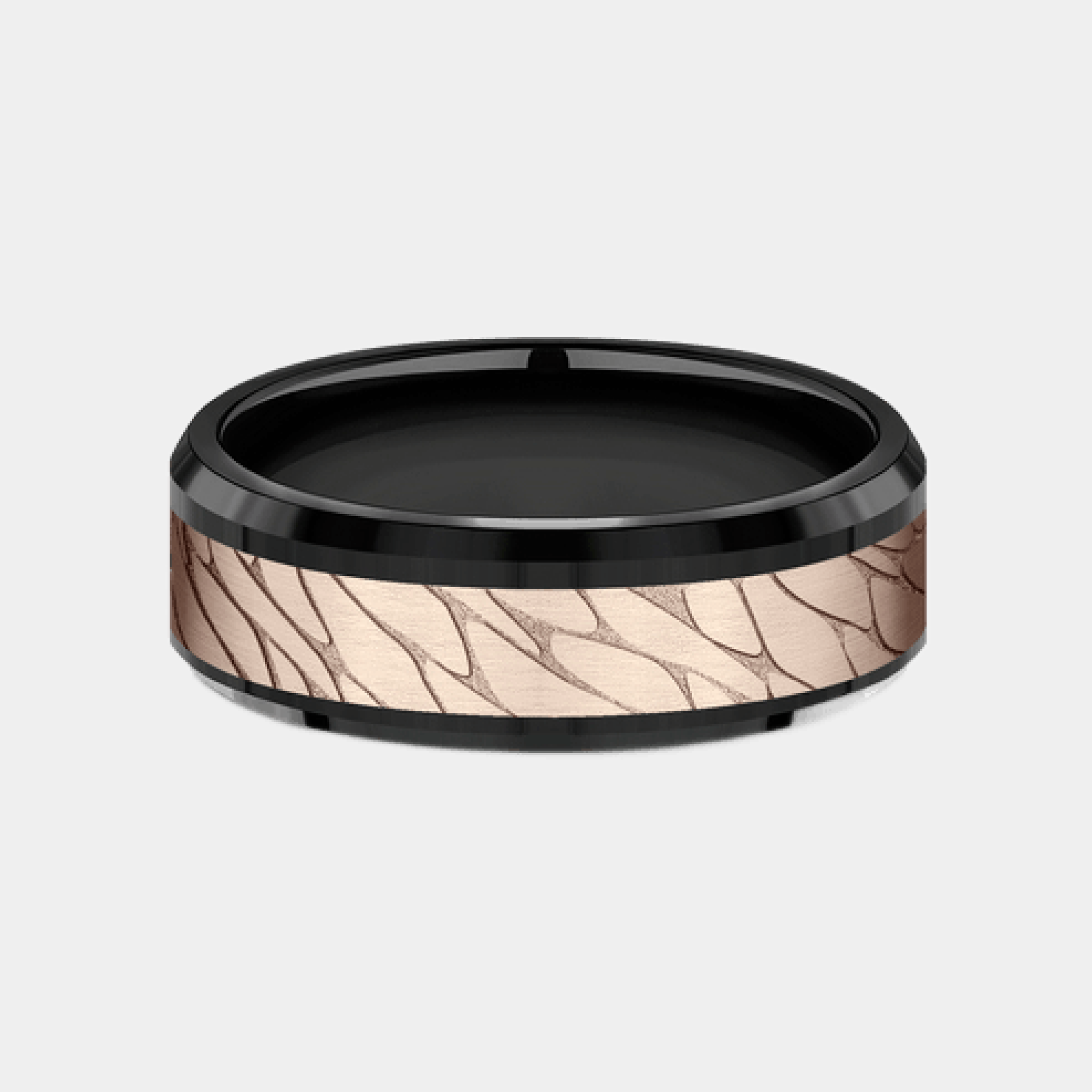 Men's Wedding Band | The Dino | Black Titanium with 14K Rose Gold | Elysium