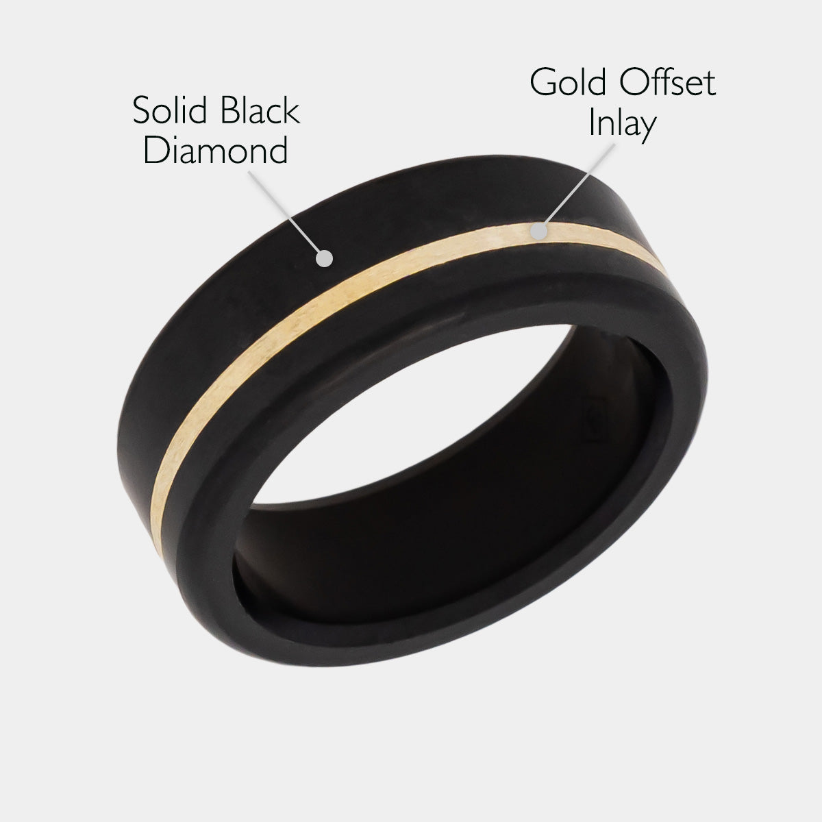 Black Diamond - Men’s Ring 8mm - Offset Inlay Yellow Gold - KRATOS - Elysium Black Diamond