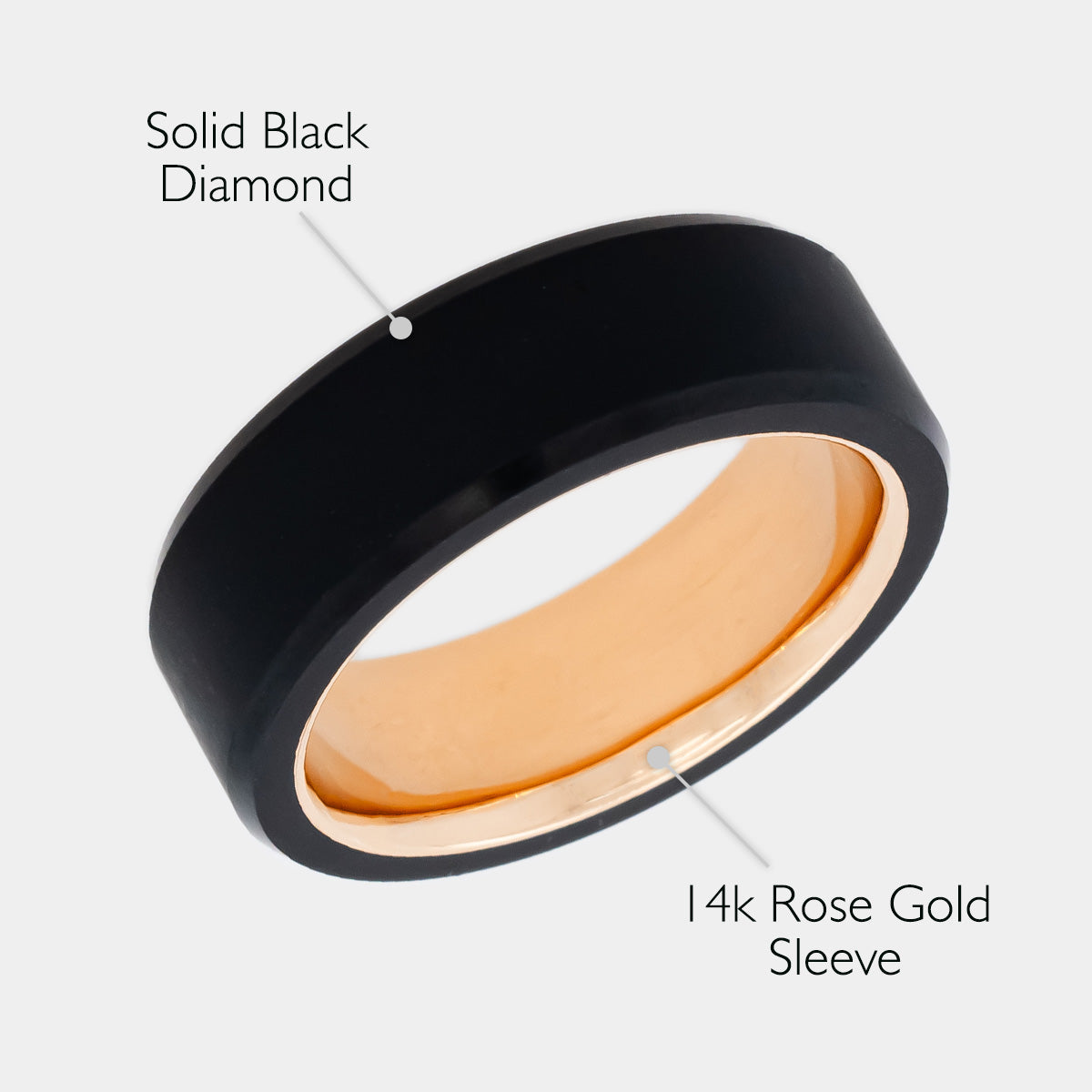 ARES 8mm - Size 8 - Matte Finish 14k Rose Gold Sleeve - SHIPS WITHIN 2 BUSINESS DAYS