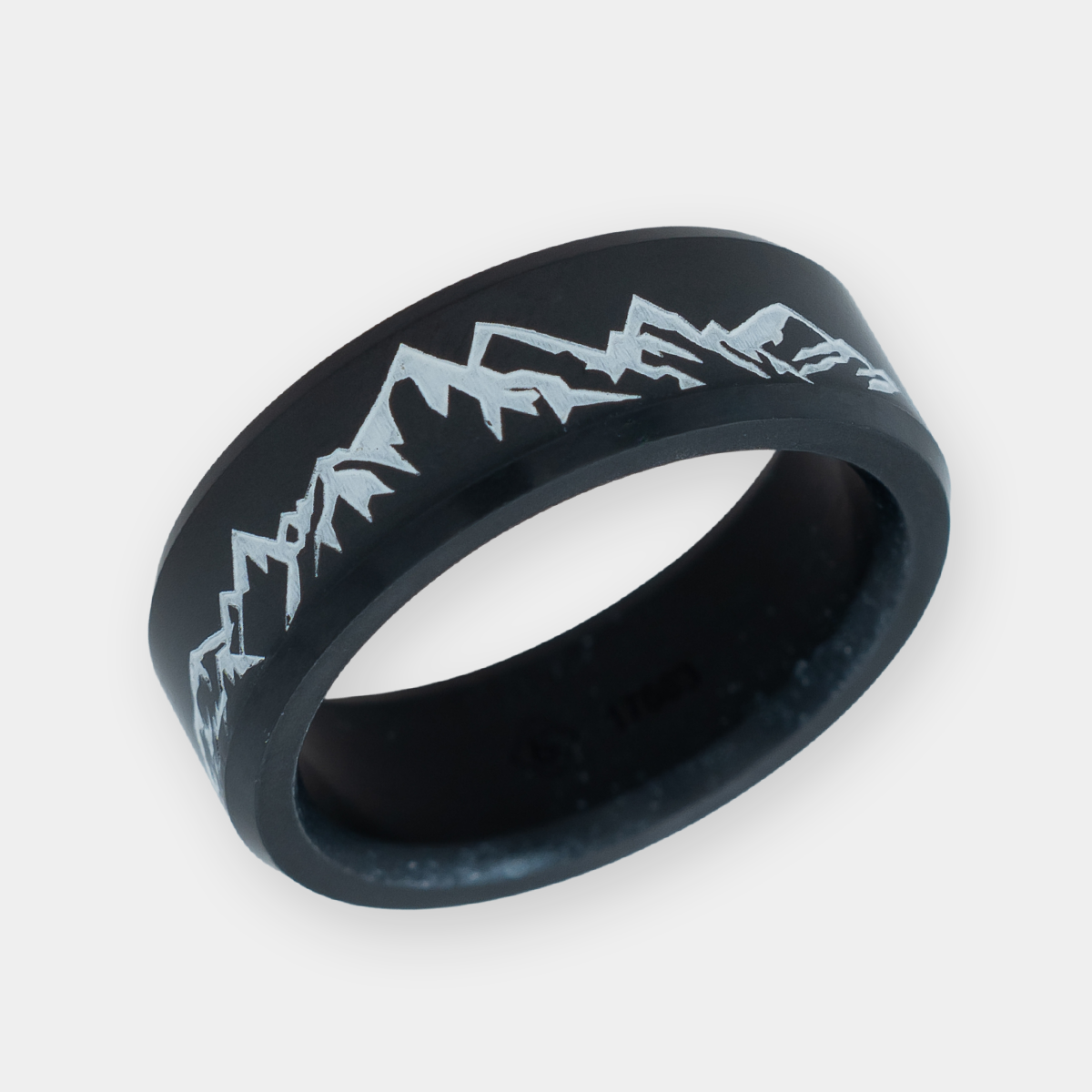 Black Diamond - Men’s Ring 8mm - Two-Toned Cerakote Custom Laser Engraving - ARES - Elysium Black Diamond